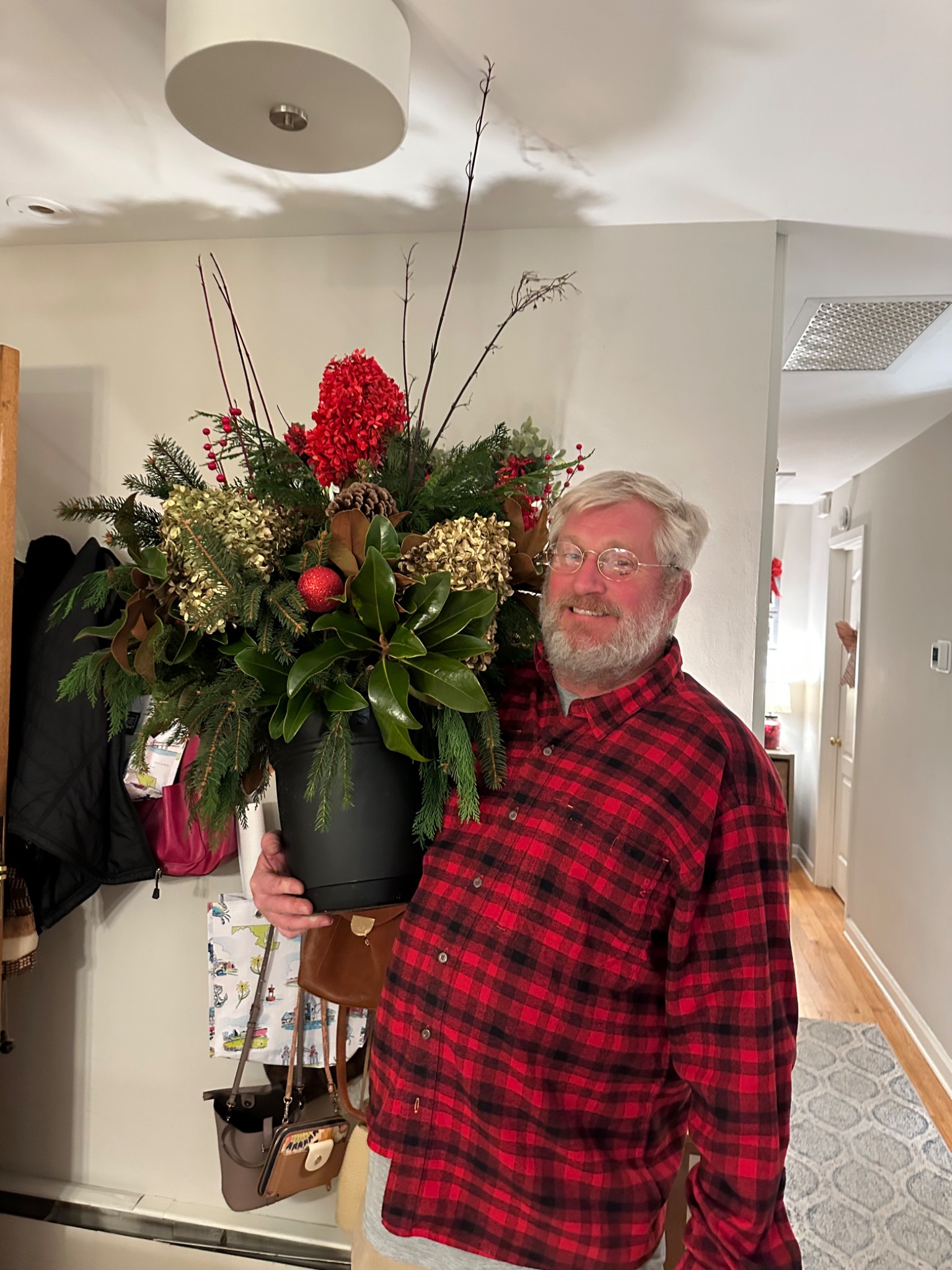 Derek with a completed holiday container